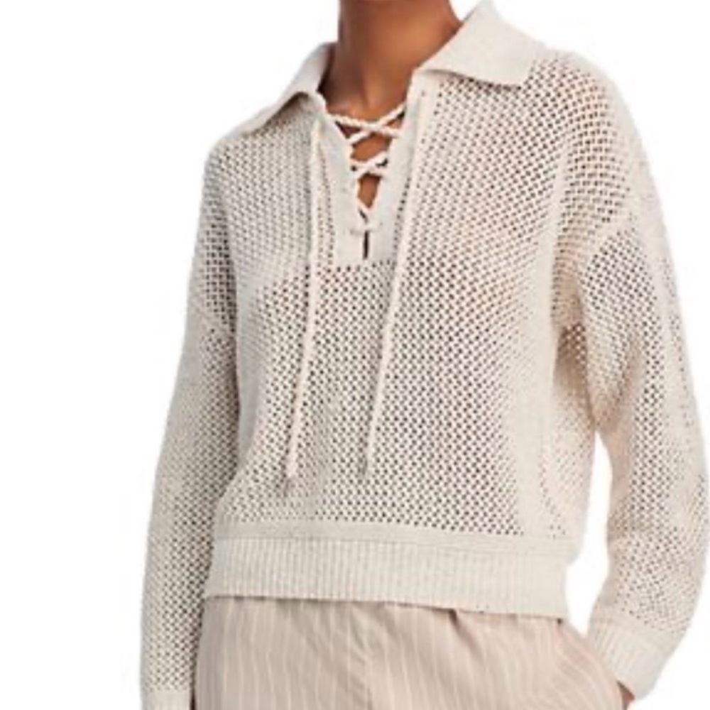 Joie Cream Crochet Pullover Sweater